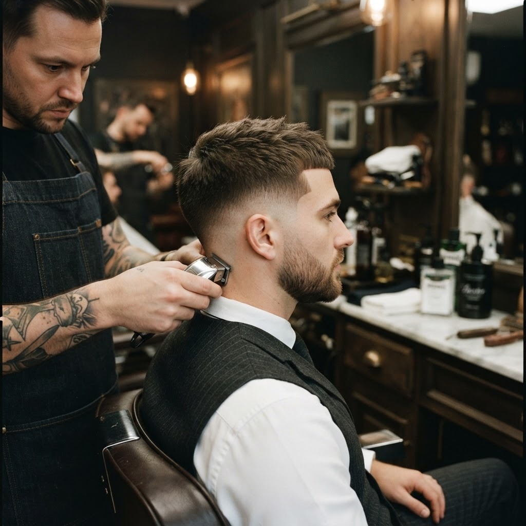 Sharp modern men's haircut